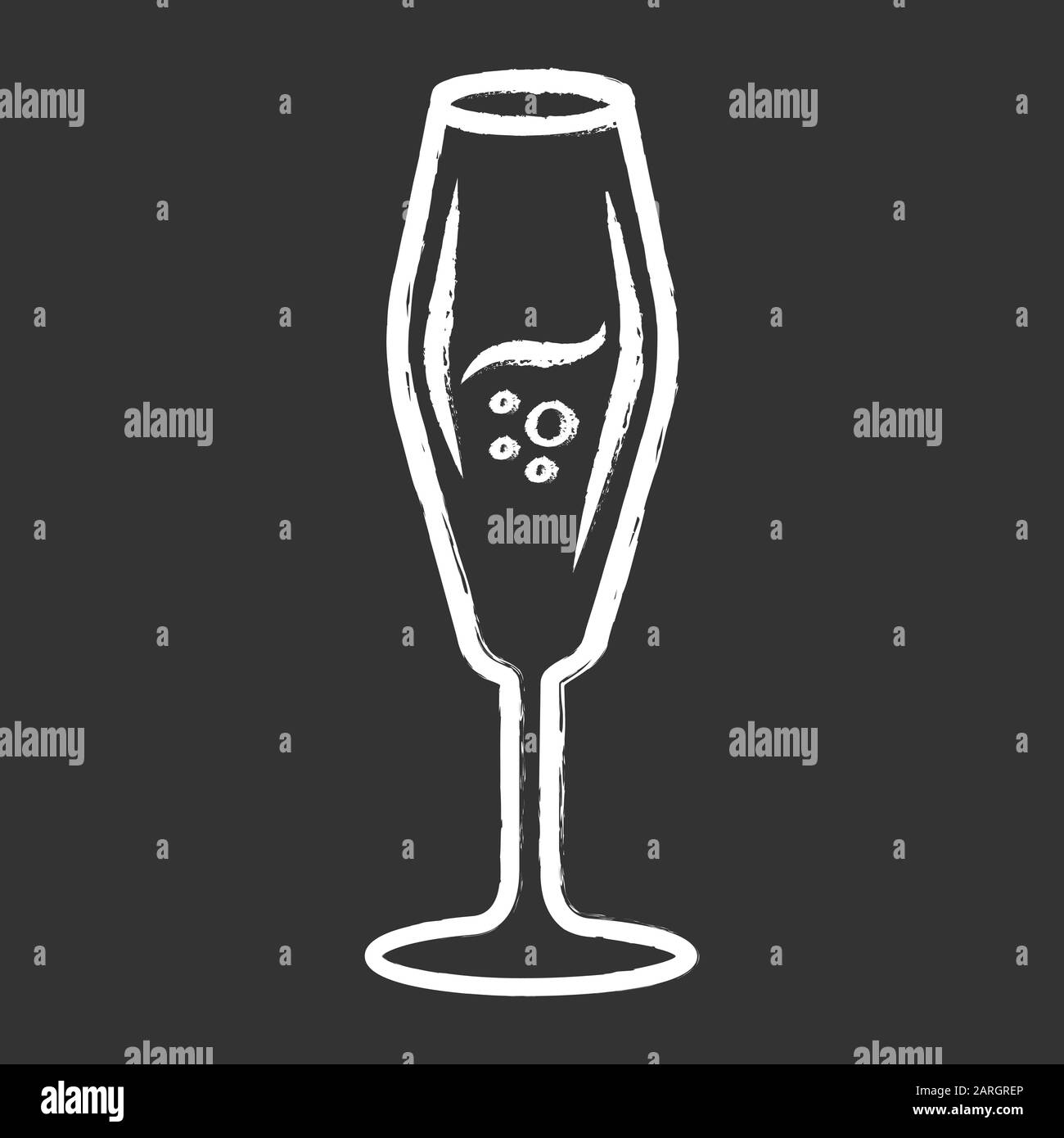Icône de craie de flûte à vin. Vin mousseux, champagne. Boisson alcoolisée avec bulles. Boisson aigre-douce. Vaisselle, verrerie. Bar, restaurant. Iso Illustration de Vecteur