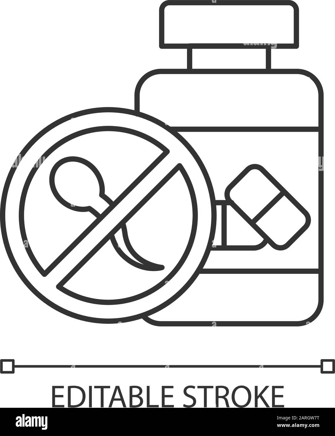 Icône linéaire de contrôle des naissances. Contraceptif oral. Soins de santé pour femmes. Prévention de grossesse non prévue. Médicament. Illustration de la ligne fine. Symbole de contour. Illustration de Vecteur