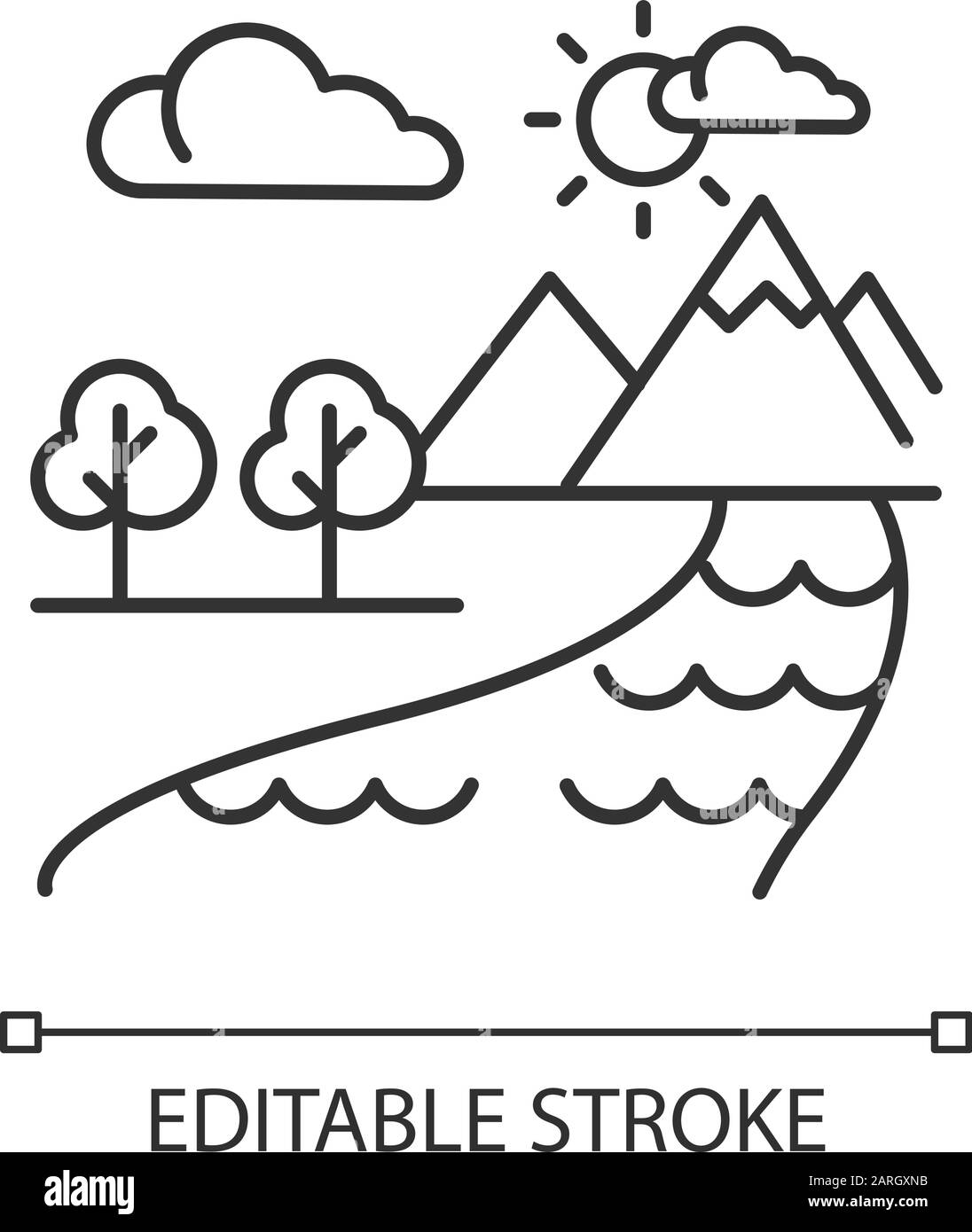 L'icône linéaire De L'histoire De la Bible De Début. Création mondiale. Terre, paradis, paradis. Récit biblique. Illustration de la ligne fine. Symbole de contour. Vecteur iso Illustration de Vecteur