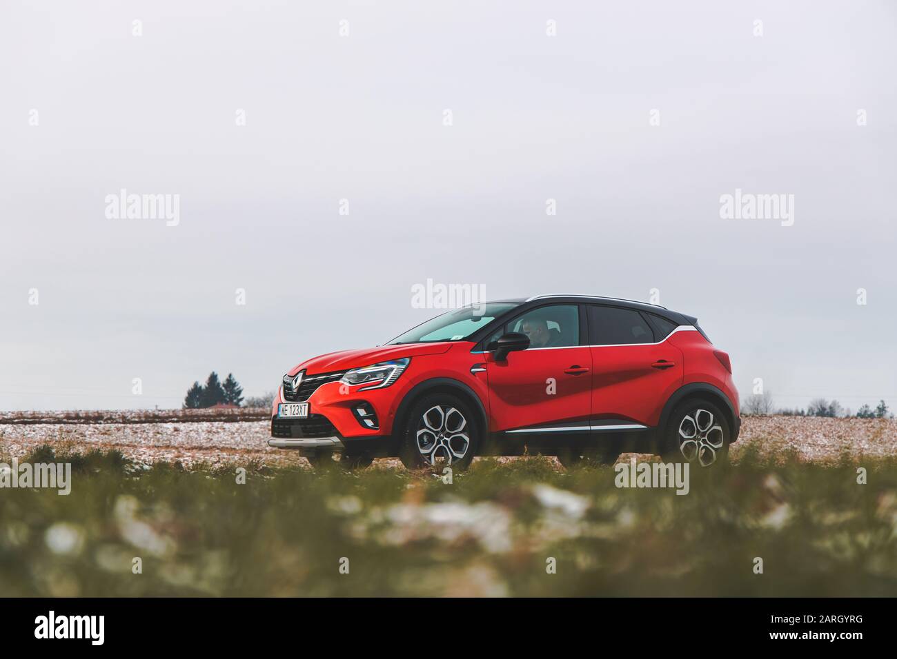 Rouge Renault Captur En Pologne Banque D'Images