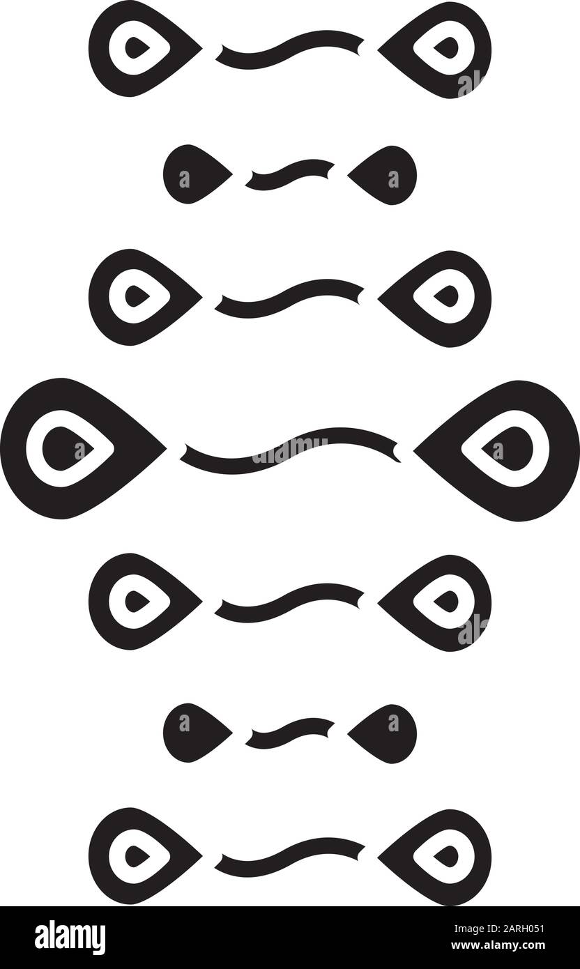 Icône glyphe des brins d'ADN. Désoxyribonucléique, hélice d'acide nucléique. Chromosome. Biologie moléculaire. Génie génétique. Génome. Génétique. Symbole silhouette. Illustration de Vecteur