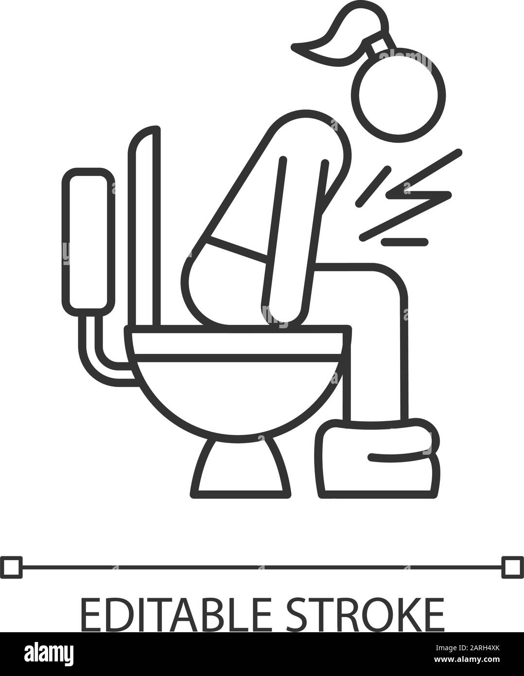 Icône linéaire de diarrhée. Maladie du tube digestif. Maladie et maladie. Empoisonnement alimentaire. Problème menstruel. Illustration de la ligne fine. Symbole de contour. Vec Illustration de Vecteur