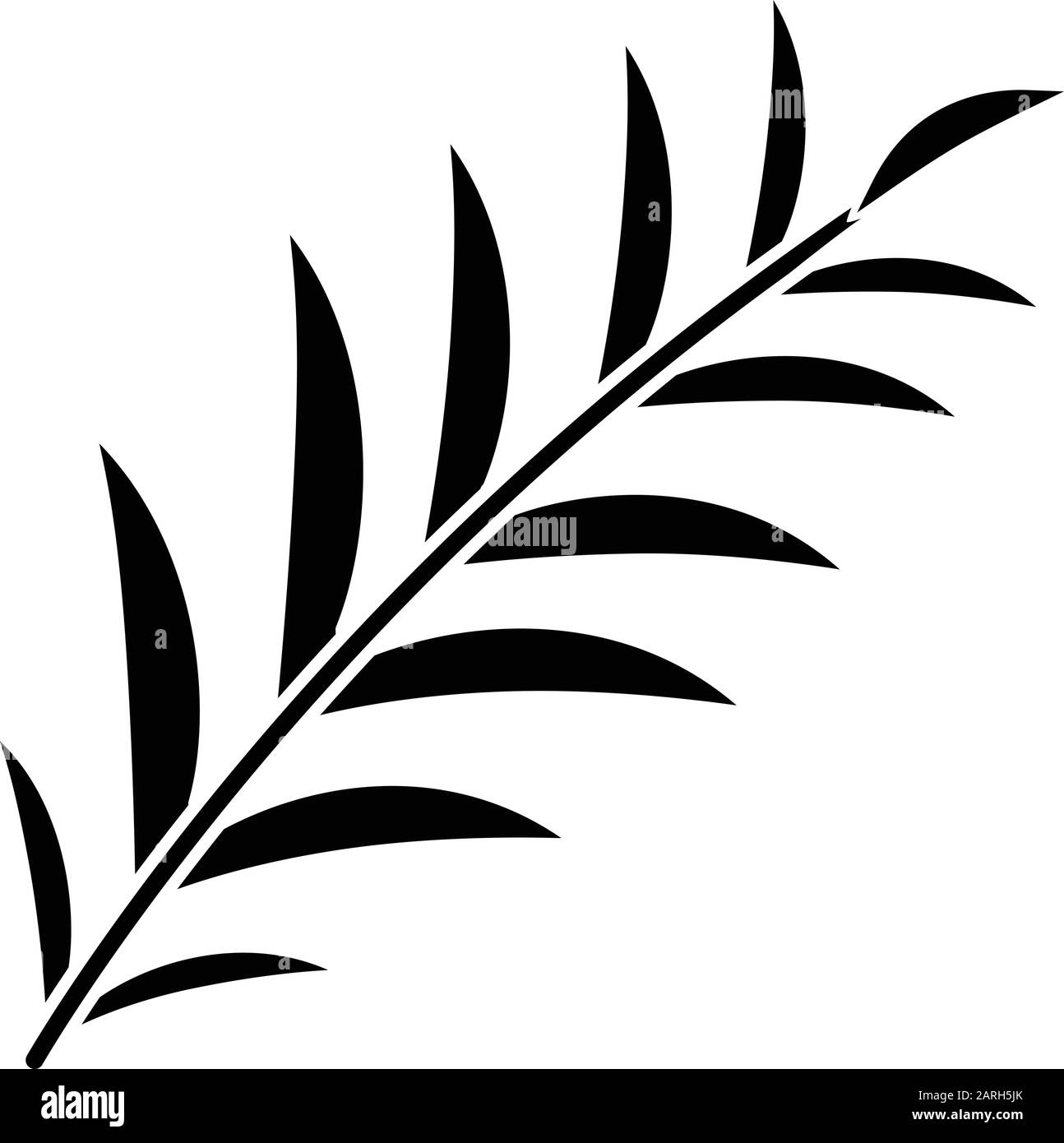 Icône de glyphe de branche Palm. Feuilles d'arbres tropicaux. Symbole de la victoire et de la paix. Bon signe de Pâques. Récit de la Bible. Histoire de l'Évangile. Dimanche De Palm. Silhouette sy Illustration de Vecteur