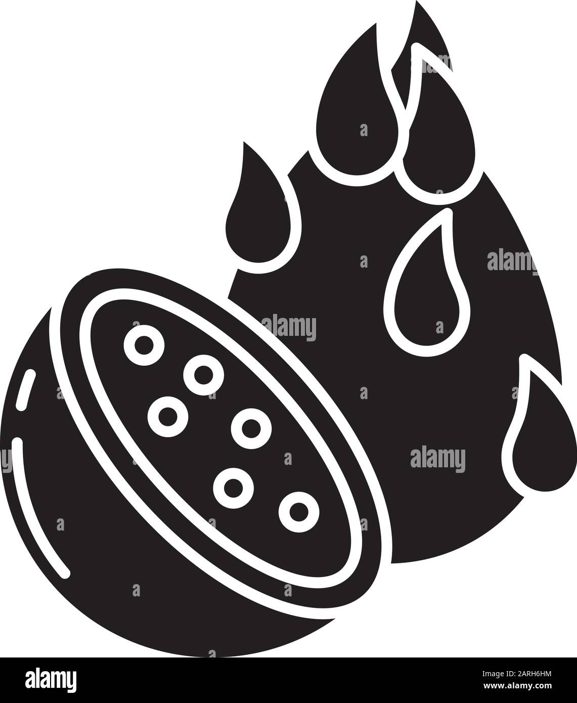 Icône de glyphe des fruits du Dragon. Pièce de Pitaya. Explorez les spécialités locales. Des îles indonésiennes aux saveurs uniques. Plante tropicale exotique. Silhouette symb Illustration de Vecteur