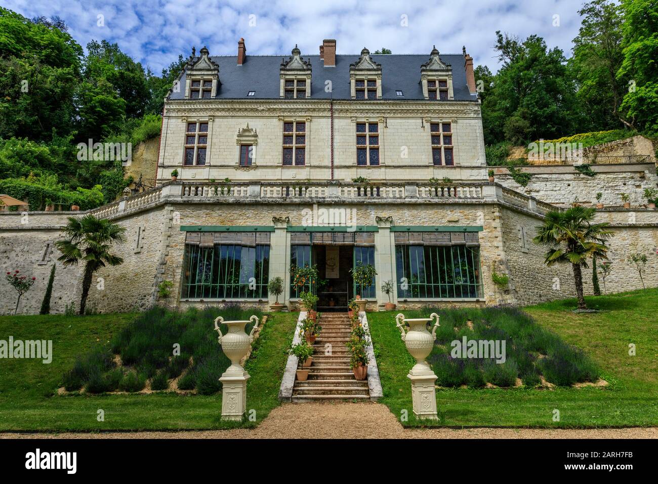 France, Indre et Loire, Vallée de la Loire classée au patrimoine mondial par l'UNESCO, Amboise, Château-Gaillard domaine royal et jardins, château et orang Banque D'Images
