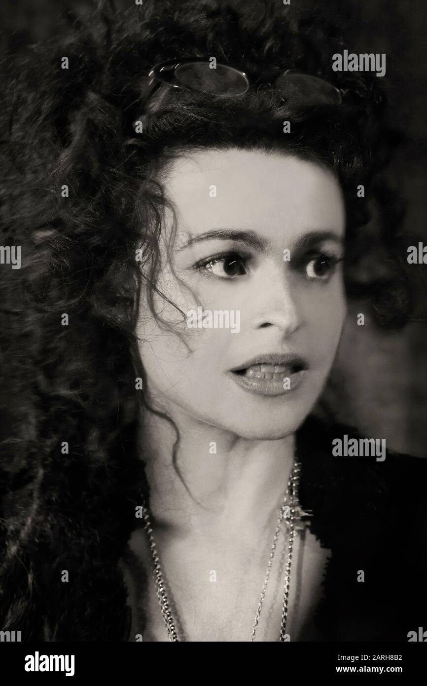 Headshot D'Helena Bonham Carter. Portrait. Noir et blanc. 2010 Banque D'Images