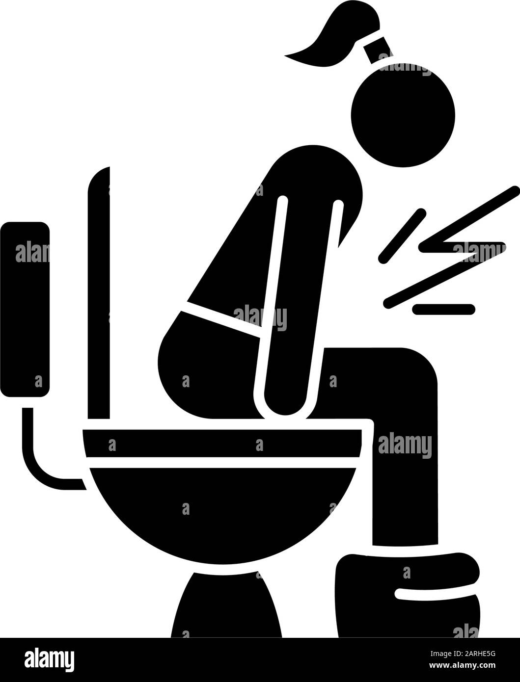 Icône glyphe de diarrhée. Maladie du tube digestif. Maladie et maladie. Empoisonnement alimentaire. Problème menstruel. Période et symptôme PMS. Symbole silhouette. N Illustration de Vecteur