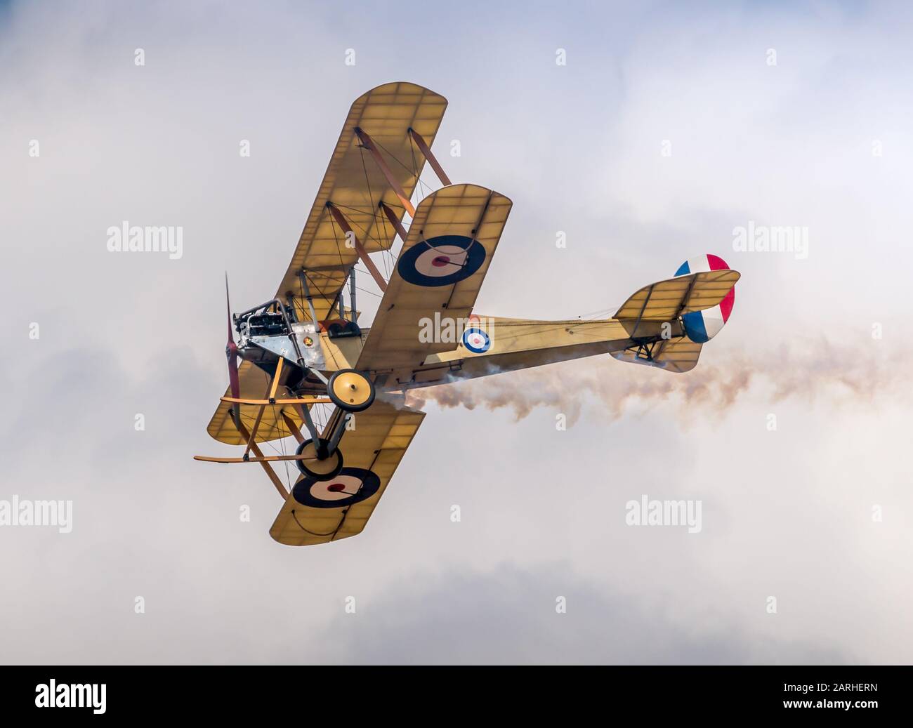Un biplan B.E.2 de la première Guerre mondiale, fabriqué par la Royal Aircraft Factory à Bristol, au Royaume-Uni. Son rôle était reconnaissance, bombardier léger, chasseur de nuit, tr Banque D'Images