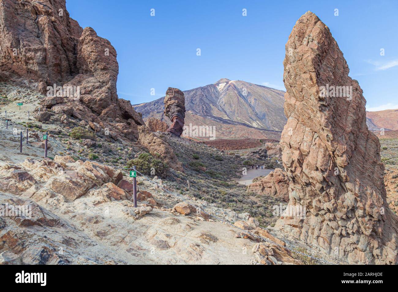 Formation rocheuse Los Roques de Garcia Cinchado dans le parc national de Teide dans la municipalité de la Orotava, tenerife espagne Banque D'Images
