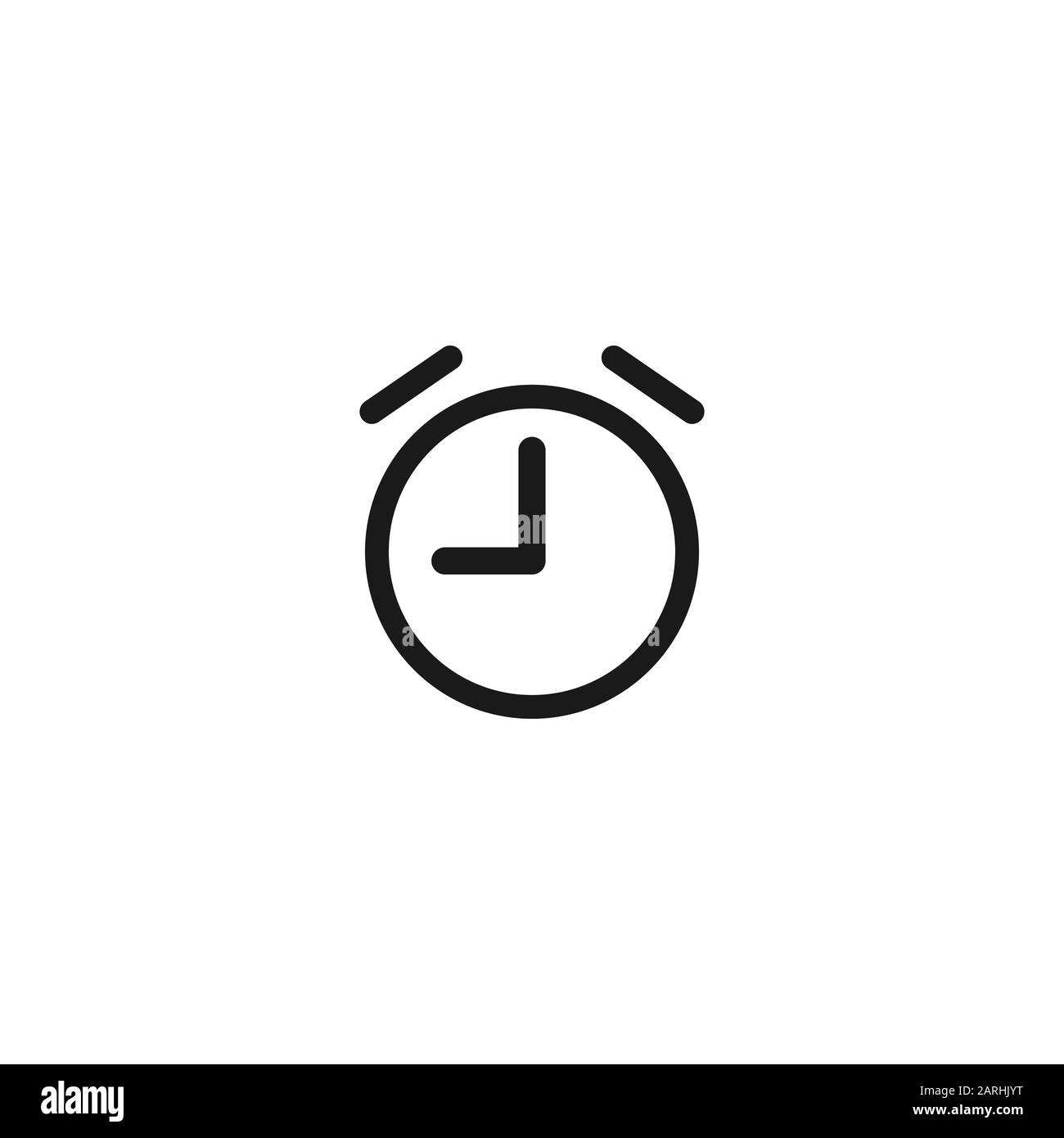Réveil, icône de l'heure de réveil. Horloge noire avec quart. Icône plate  isolée sur blanc. Pictogramme de temps Image Vectorielle Stock - Alamy