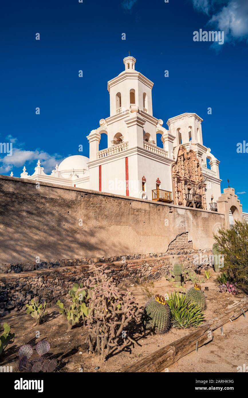 Mission San Xavier del bac à Tucson Arizona États-Unis Banque D'Images