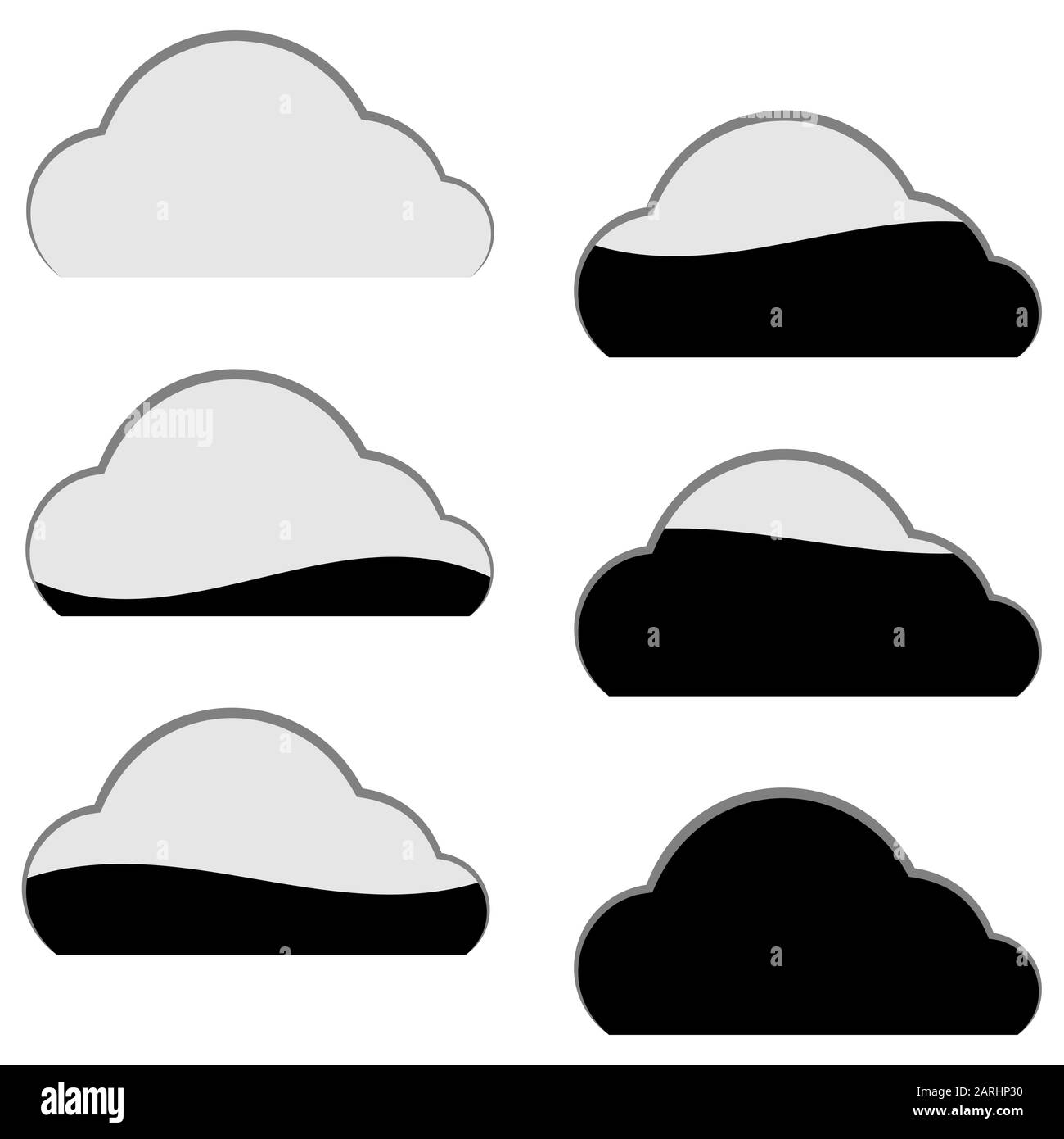 Icônes de stockage dans le Cloud Computing en noir et blanc ; Eps8 Illustration de Vecteur