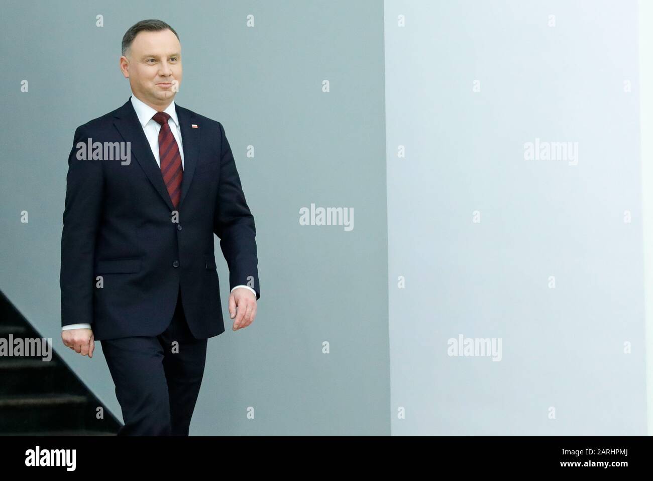 Varsovie, Pologne. 28 janvier 2020. Le président Andrzej Duda a reçu le Premier ministre du Grand Luxembourg, Xavier Bettel, au Palais présidentiel.Dans la photo: Andrzej Duda crédit: Grzegorz Banaszak/ZUMA Wire/Alay Live News crédit: Zuma Press, Inc./Alay Live News Banque D'Images