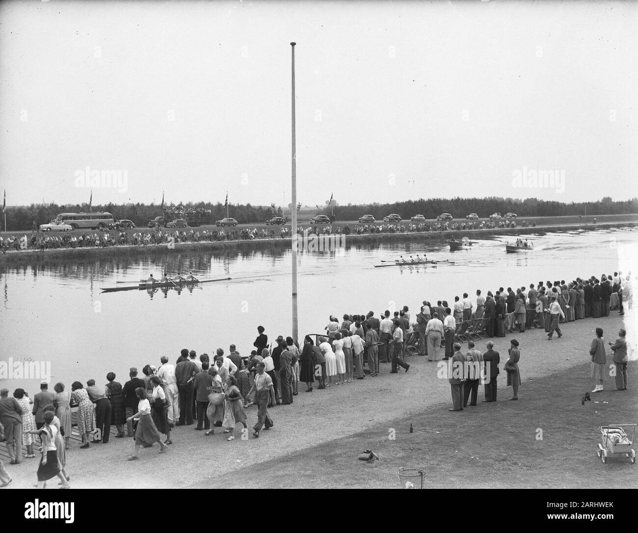 Championnat européen d'aviron au Bosbaan.Four sans helmsman. Date De Fin : 26 Août 1949 Mots Clés : Aviron Banque D'Images