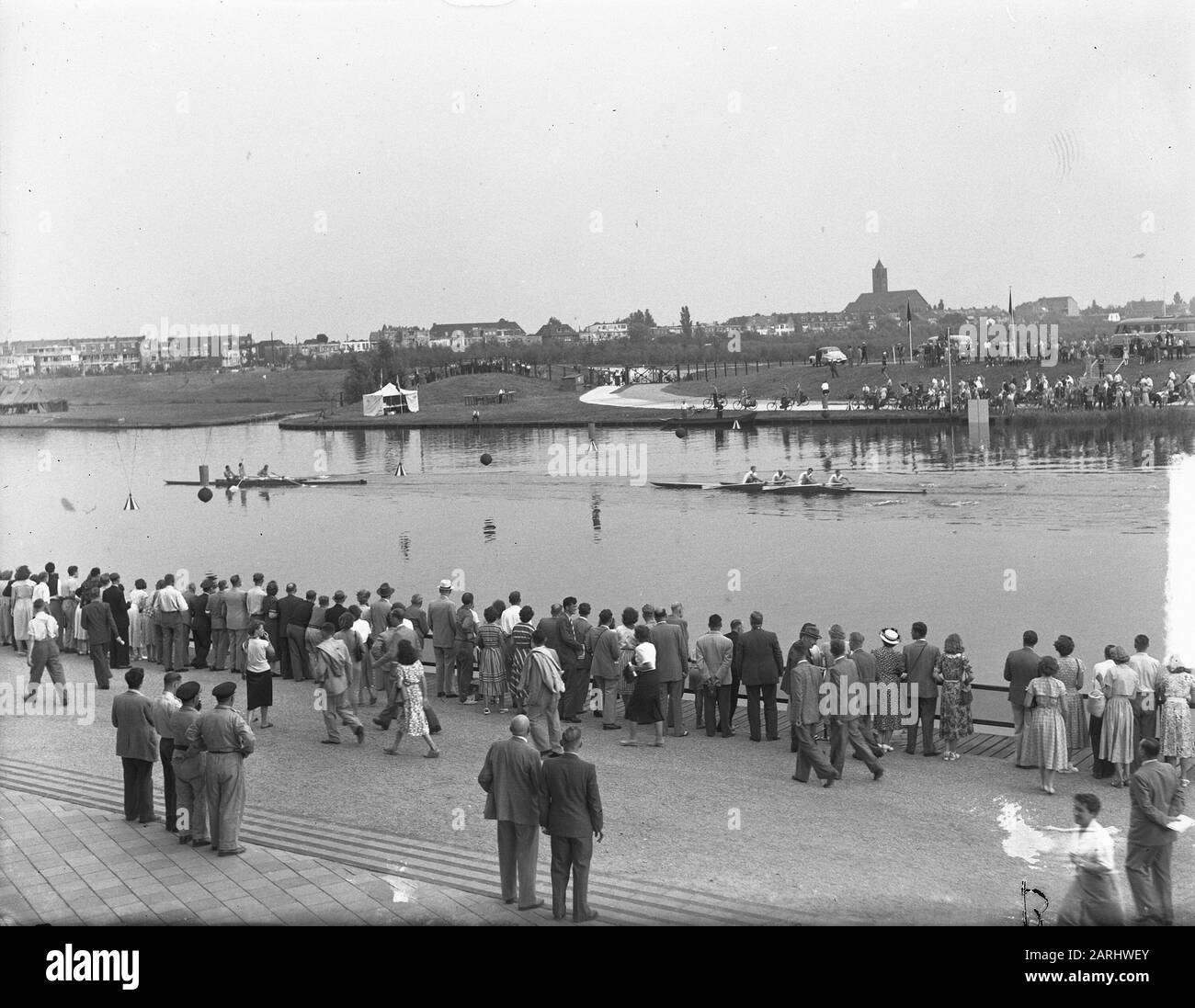 Championnat européen d'aviron au Bosbaan.Four sans helmsman. Date De Fin : 26 Août 1949 Mots Clés : Aviron Banque D'Images