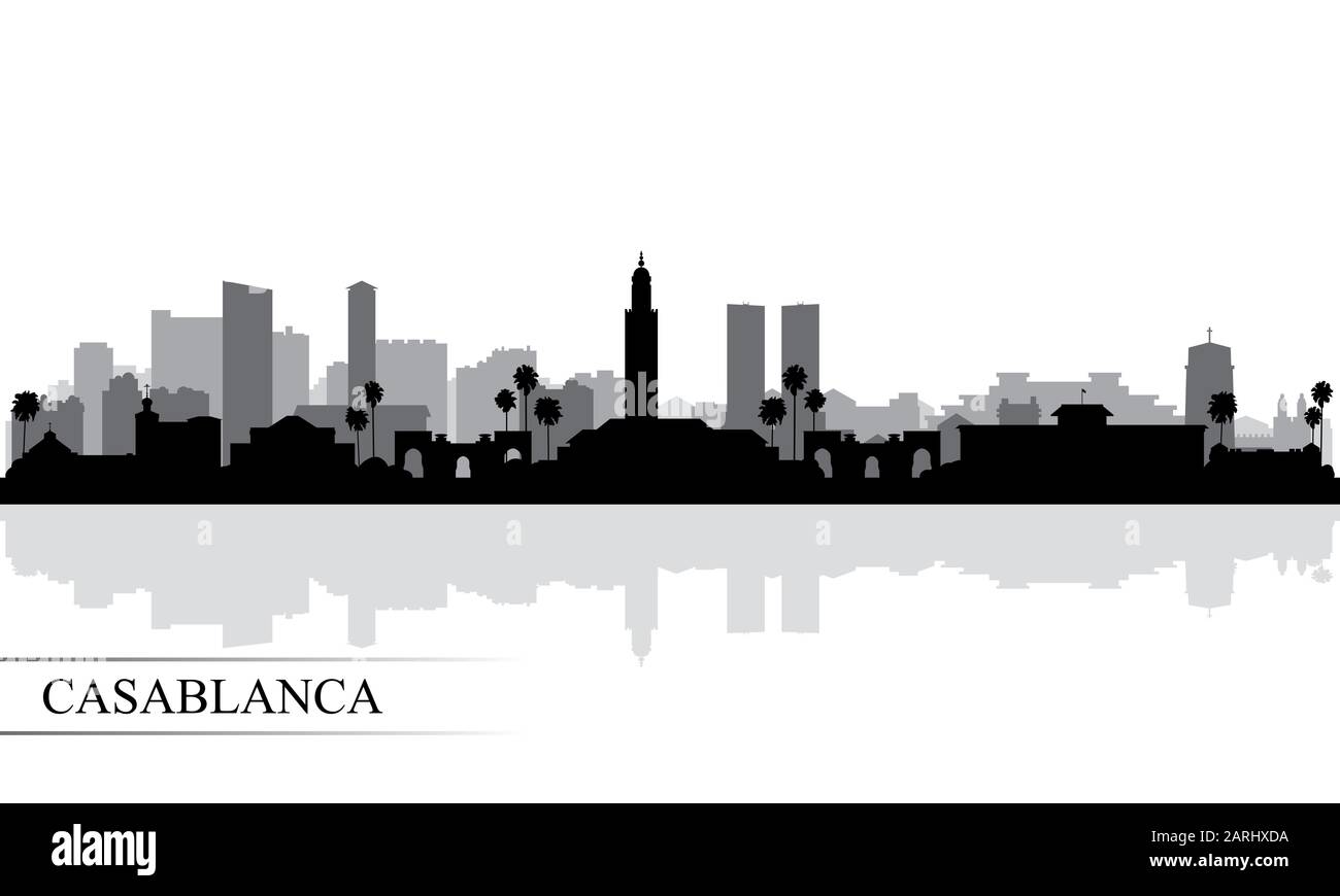 Casablanca ville horizon silhouette arrière-plan illustration Banque D'Images