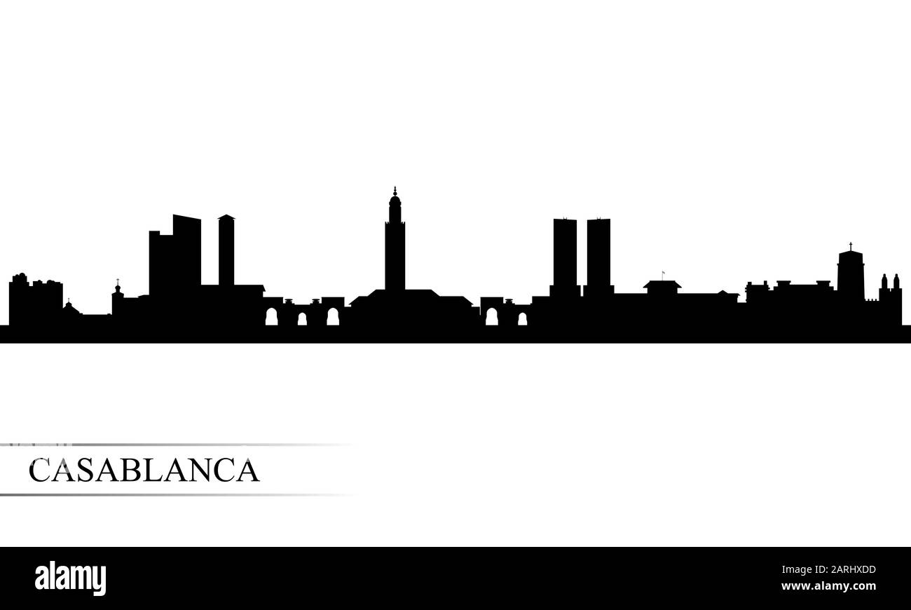 Casablanca ville horizon silhouette arrière-plan illustration Banque D'Images