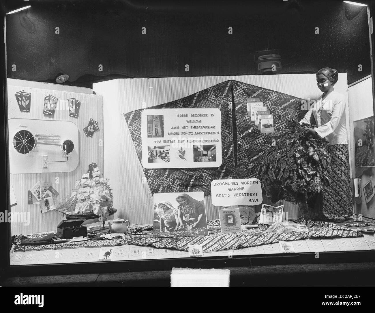 Vitrine à l'Office de Tourisme pour le thé consultation Date: 22 février 1951 mots clés: Shop Windows Nom de l'institution: VVV Banque D'Images