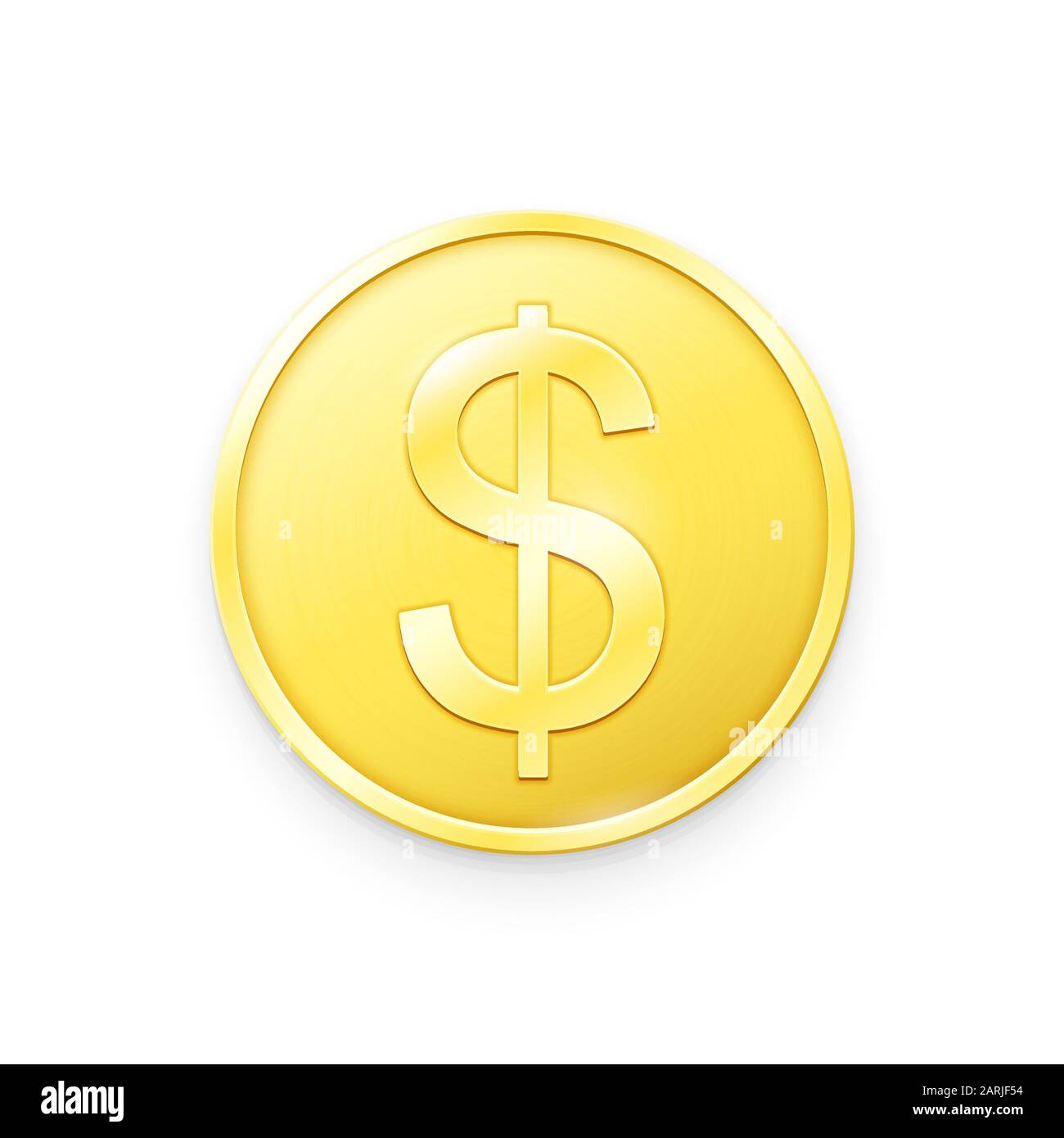 Pièce d'or avec signe dollar. Illustration vectorielle montrant le symbole de la monnaie des États-Unis sous forme de pièce d'or Illustration de Vecteur