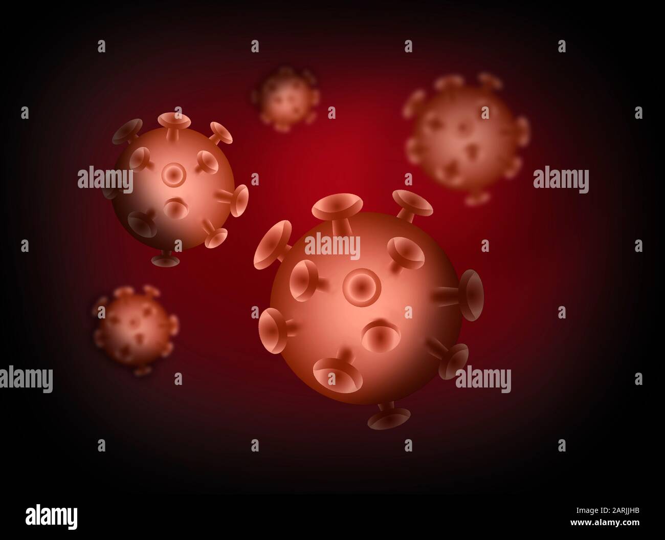 Interprétation tridimensionnelle du coronavirus flottant en vue microscopique. Concept de pandémie ou d'infection virale pour les maladies à risque pour la santé publique et les éclosions de grippe. C Banque D'Images