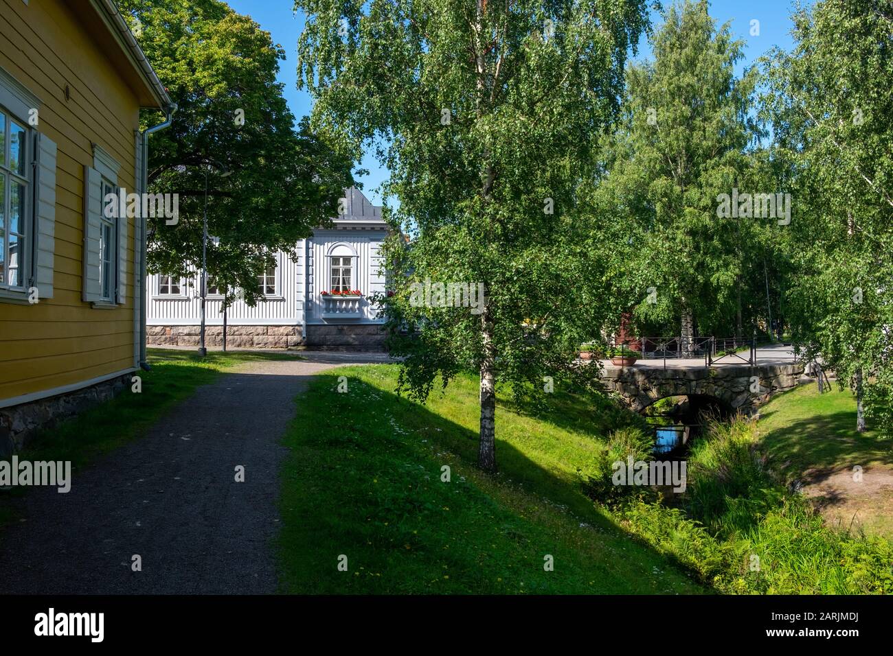 Old Rauma est le centre-ville en bois de la ville de Rauma, Finlande. Il est classé au patrimoine mondial de l'UNESCO. Banque D'Images