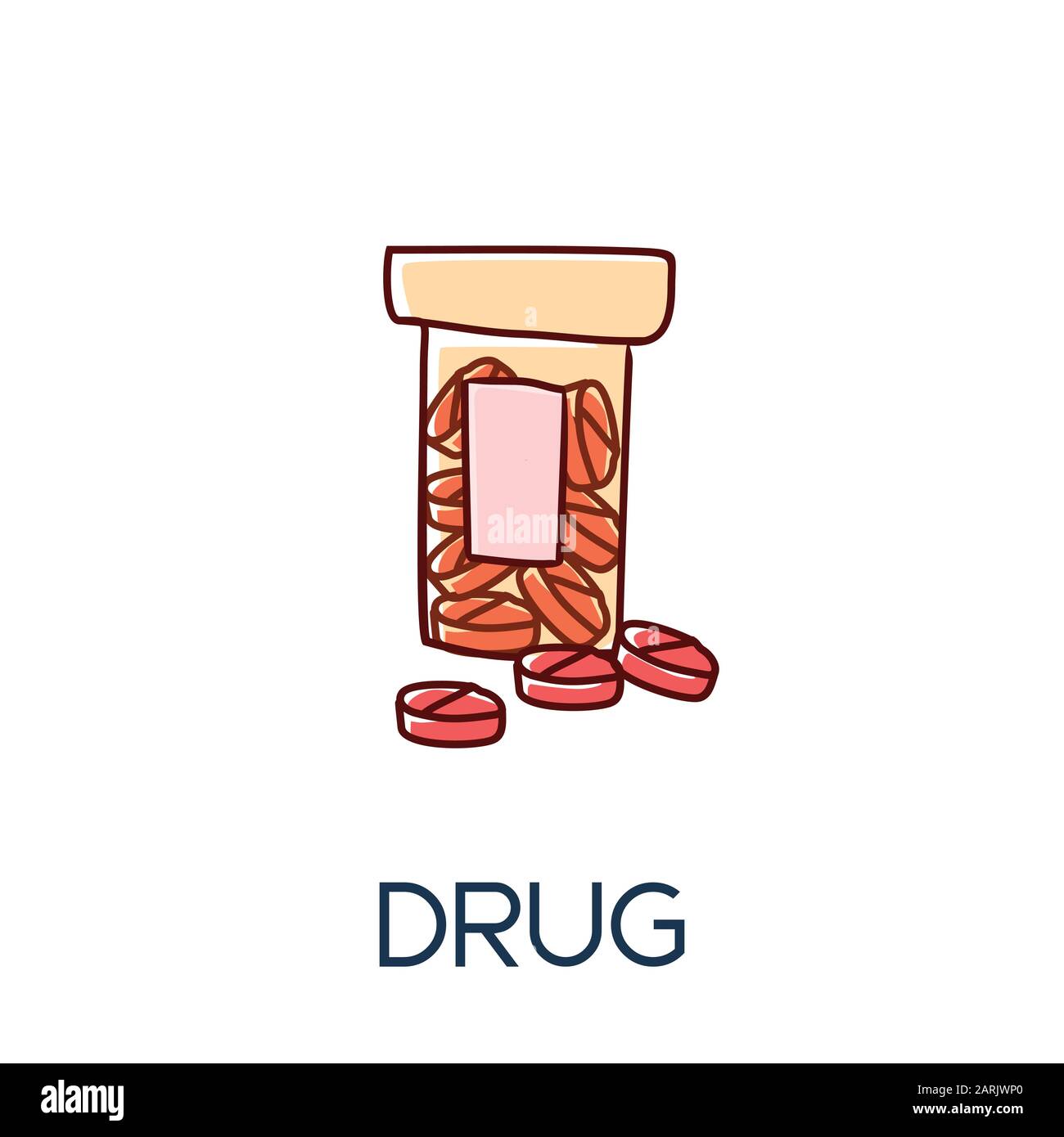médicament pilules médecine minimaliste hors ligne dessinée à la main medic plate icône illustration Illustration de Vecteur
