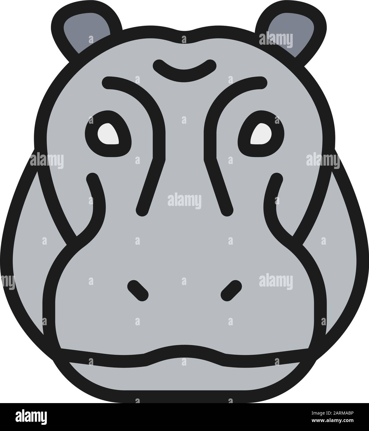 Vecteur hippo glyphe, cheval de rivière, hippopopotamus plat de couleur icône. Illustration de Vecteur