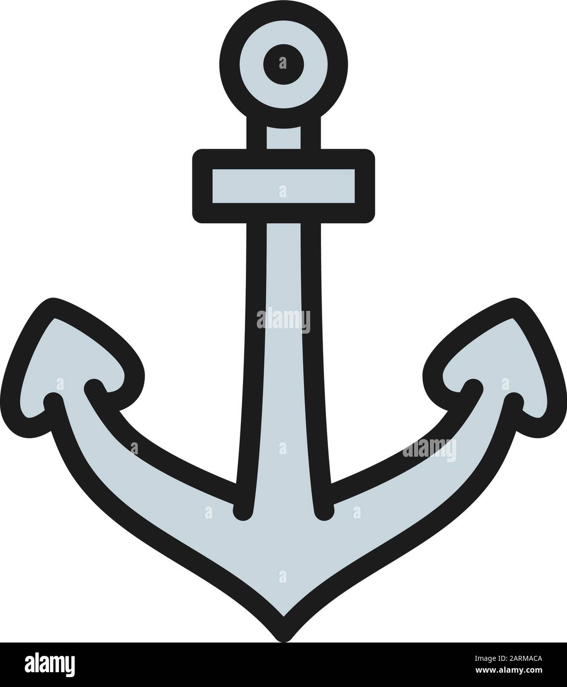 Ancre vectorielle, icône de ligne de couleur plane nautique. Illustration de Vecteur