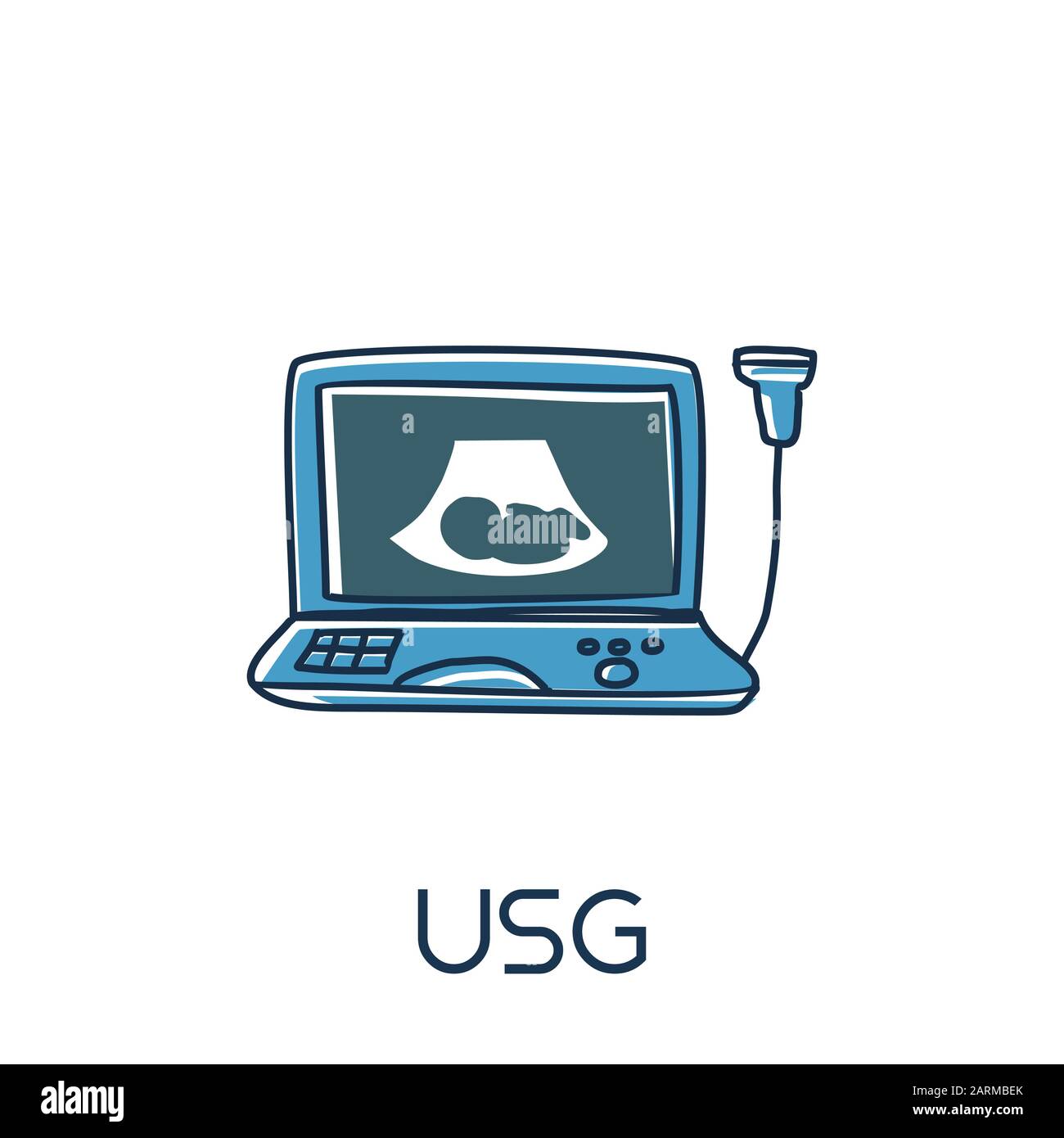 usg ultrasonography minimaliste hors ligne dessinée à la main medic plate icône illustration Illustration de Vecteur