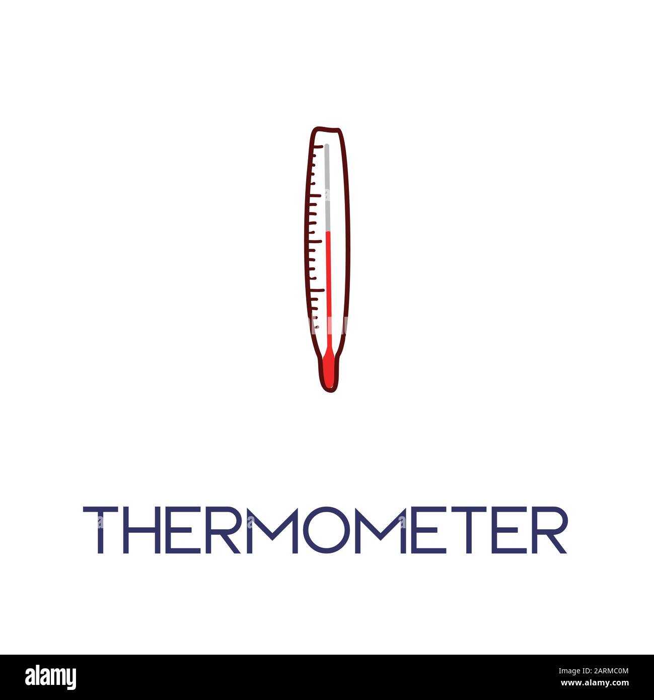 thermomètre minimaliste hors ligne dessiné à la main medic plate icône illustration Illustration de Vecteur