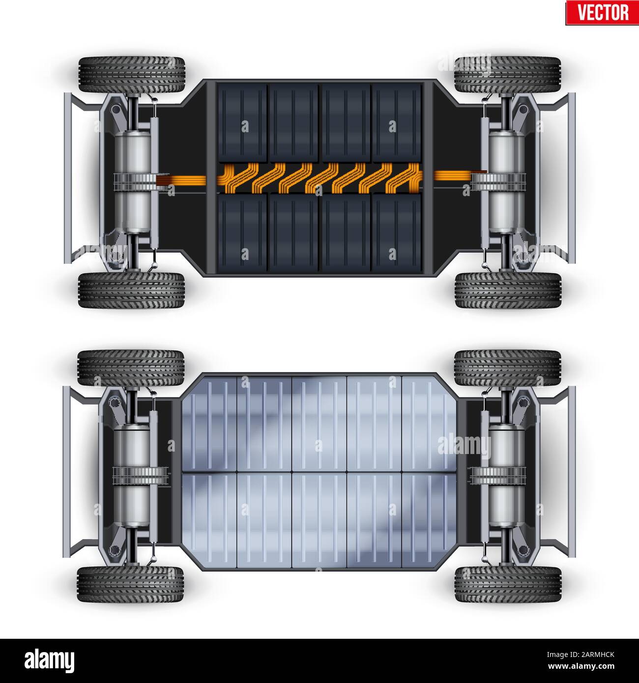 Châssis de voiture électrique avec batterie Illustration de Vecteur