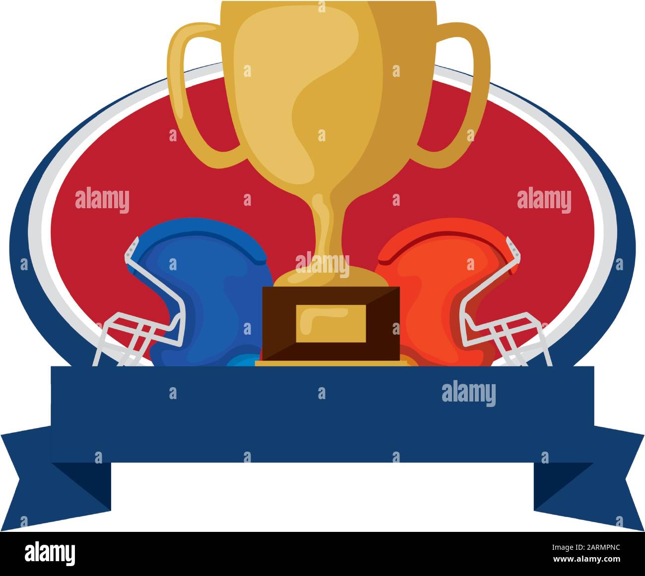 casque de football américain et trophée avec ruban Illustration de Vecteur