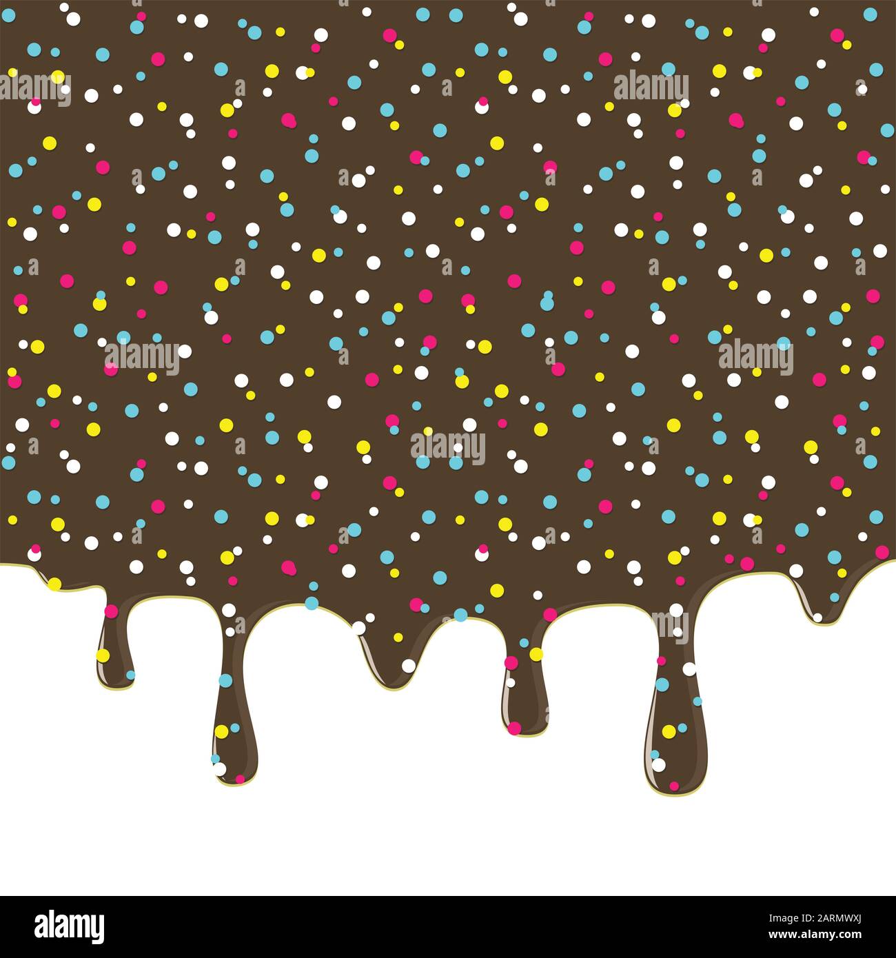 Laisser s'écouler l'arrière-plan de la glace de l'anneau. Débit sucré liquide au chocolat, délicieuse garniture de dessert avec des saupoudrer colorés. Gouttes de beignet ou de crème glacée. Eps8 du vecteur Illustration de Vecteur