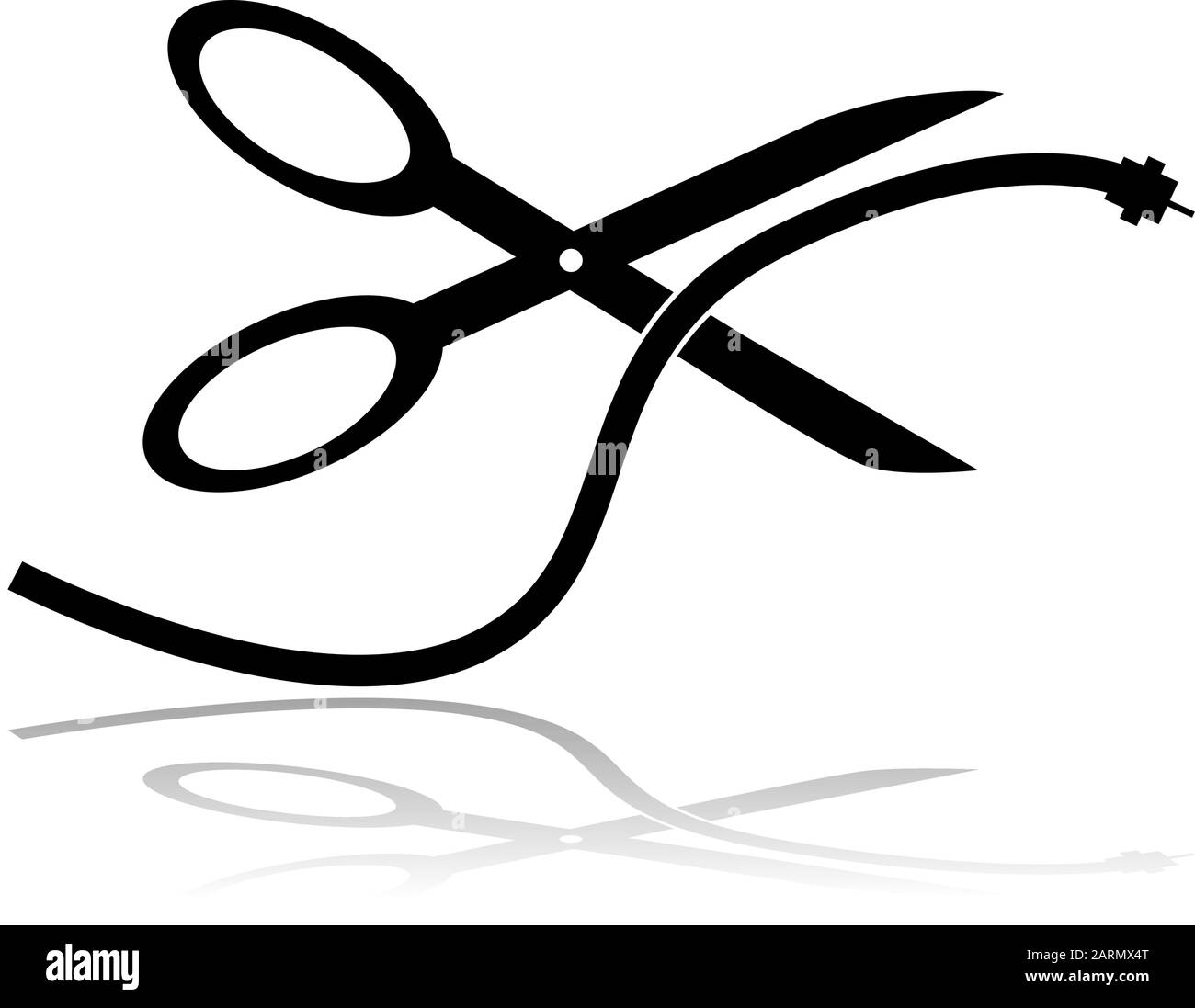 Illustration conceptuelle montrant une paire de ciseaux coupant un cordon de télévision par câble Illustration de Vecteur