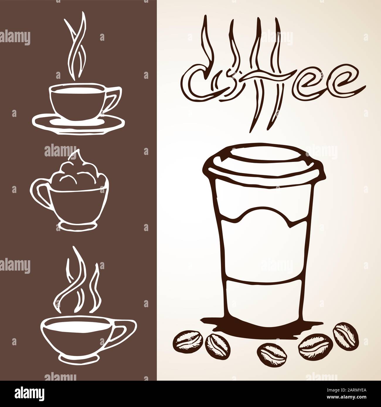 Jeu d'esquisses de café. Collection de photos dessinées à la main avec tasses, tasses, haricots et lettrage. Peut être utilisé pour la conception de menus, les bannières, le Web, etc. Vector eps Illustration de Vecteur Jeu d'esquisses de café. Collection de photos dessinées à la main avec tasses, tasses, haricots et lettrage. Peut être utilisé pour la conception de menus, les bannières, le Web, etc. Vector eps Illustration de Vecteur