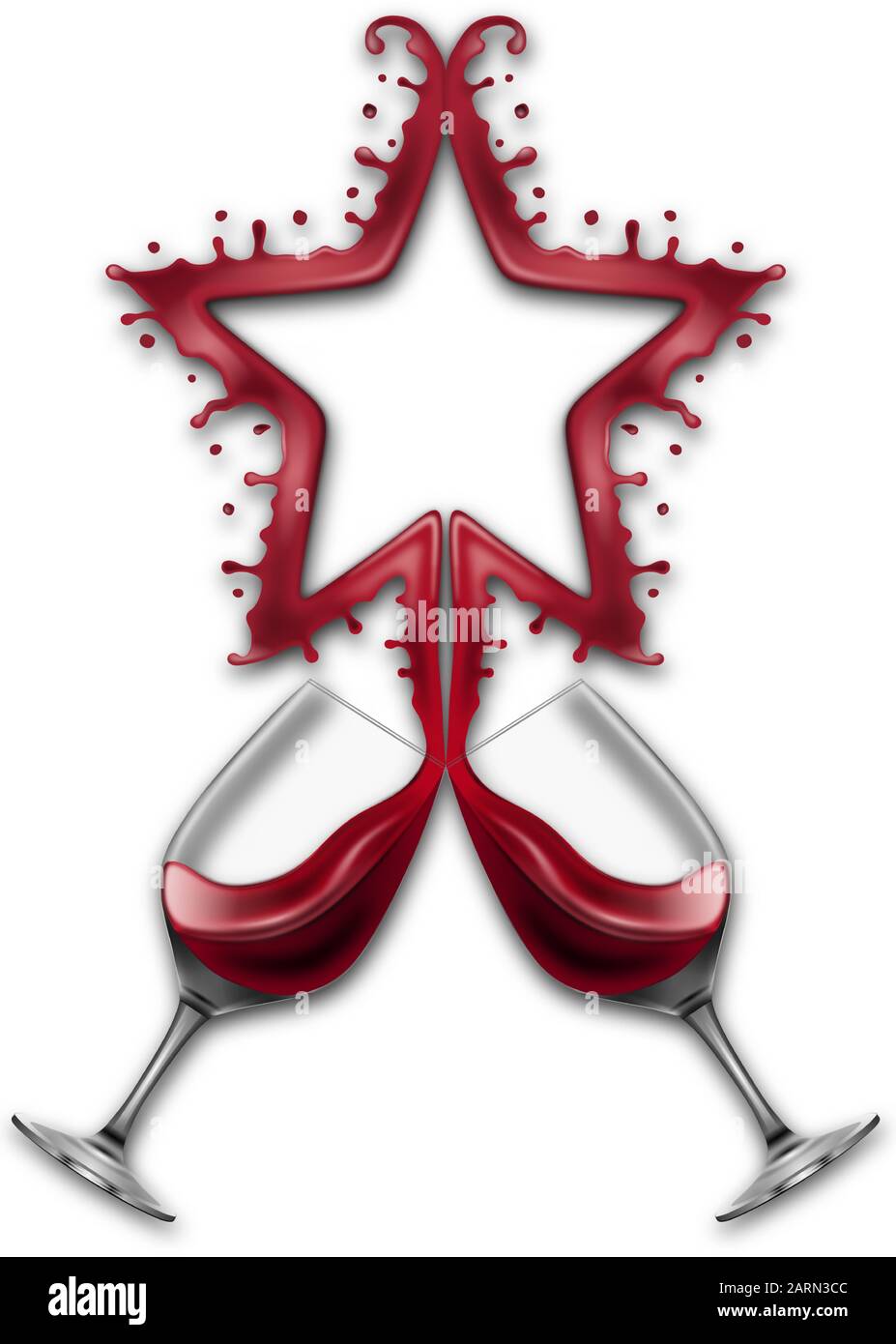 les verres à vin rouge toasent avec des éclaboussures en forme d'étoile. concept de classement Illustration de Vecteur