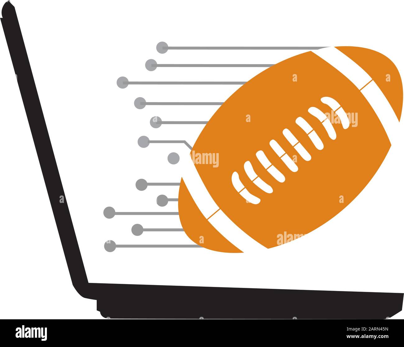 rugby ball, circuit imprimé et ordinateur portable Illustration de Vecteur
