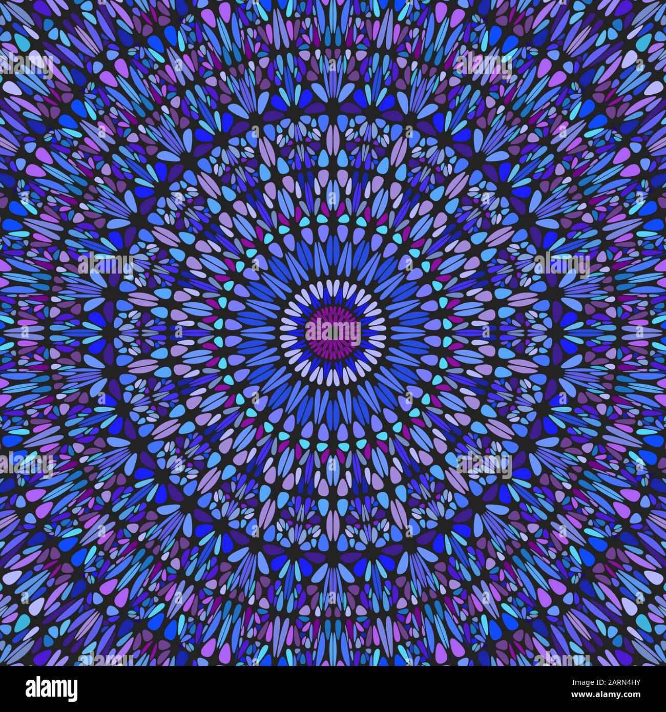 Motif décoratif rond dynamique oriental - motif vectoriel hypnotique psychédélique abstrait à partir de pierres colorées Illustration de Vecteur