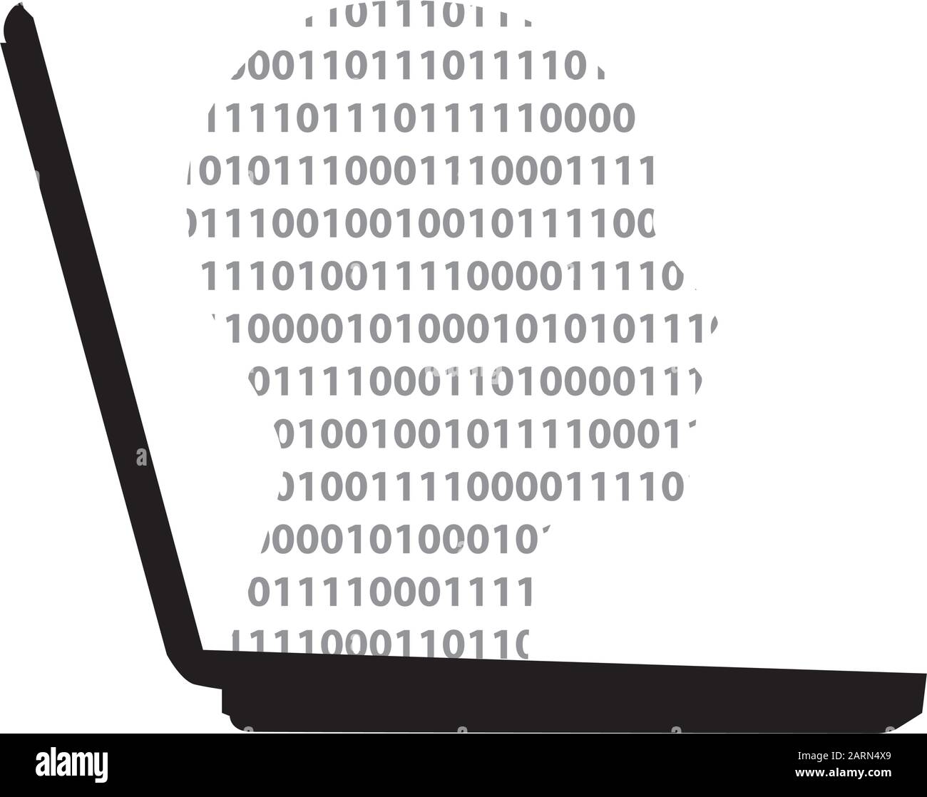 tête humaine et ordinateur portable en forme de code binaire Illustration de Vecteur