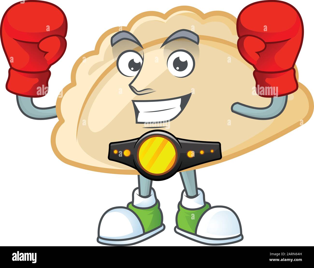 Joyeux Visage Boxing pierogi dessin de personnage de dessin animé Illustration de Vecteur