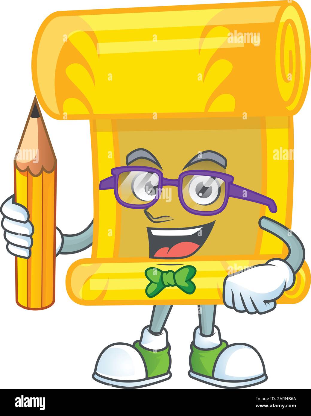 Une photo de l'étudiant chinois de caractère de défilement en or tenant crayon Illustration de Vecteur