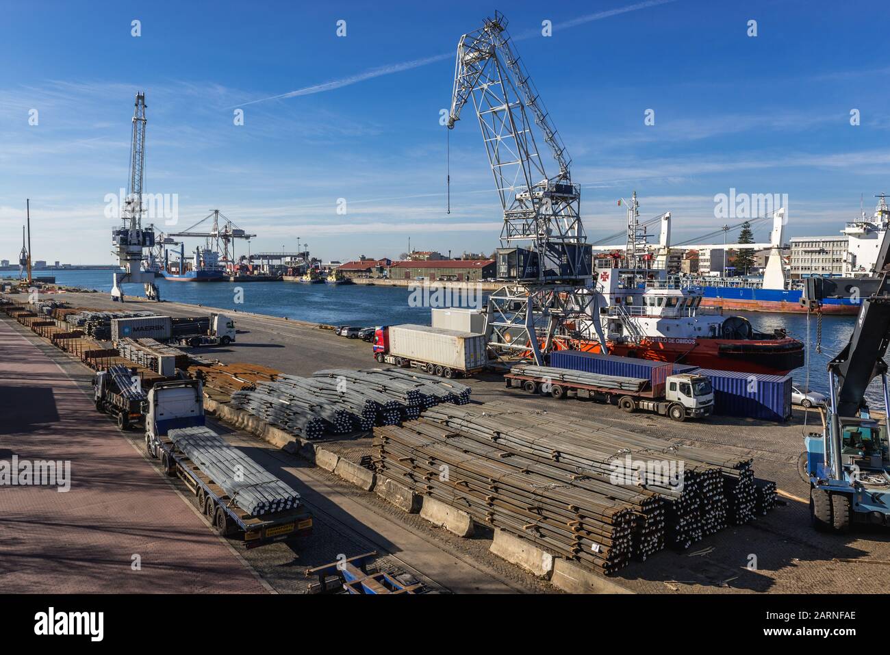 Port de Leixoes Matosinhos en ville, bordée de Porto, partie de la grande sous-région de Porto au Portugal. Vue du pont Banque D'Images