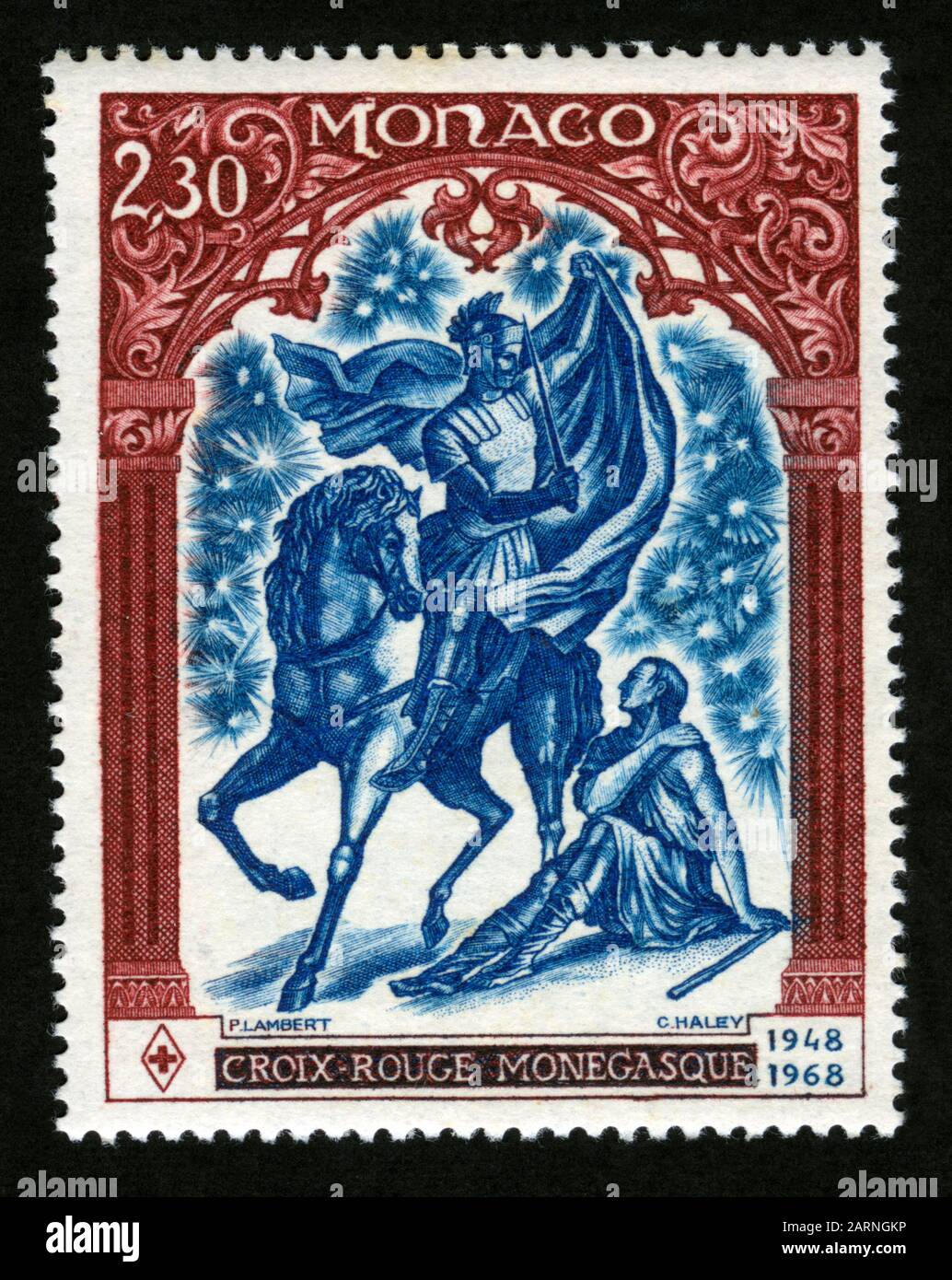 Imprimé timbres à Monaco, Croix-Rouge monégasque Banque D'Images