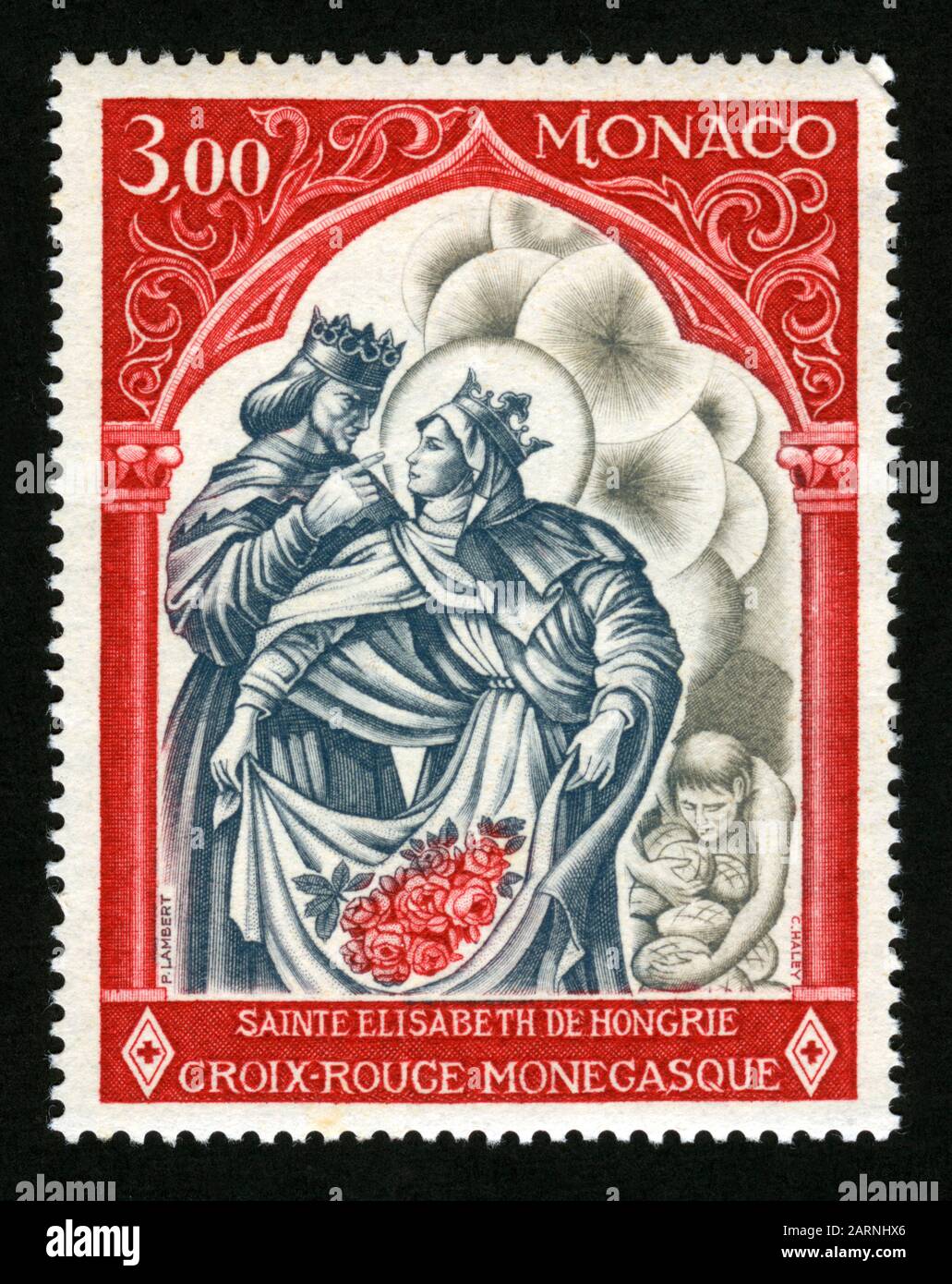 Imprimé timbres à Monaco, Saint Elisabeth de Hongrie, Croix-Rouge monégasque Banque D'Images