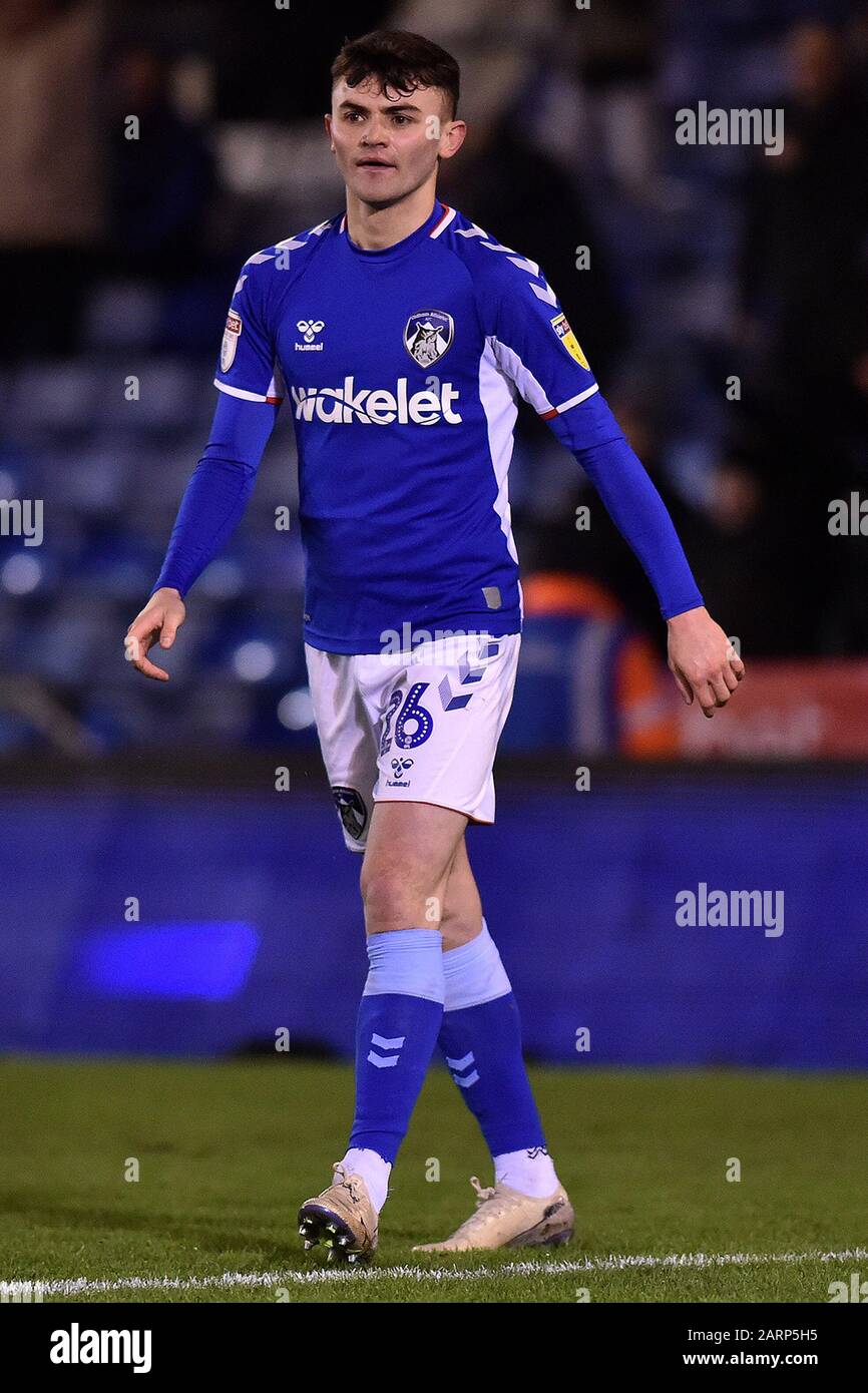 Oldham, Royaume-Uni. 28 janvier 2020. Oldham, ANGLETERRE - 28 JANVIER Jonny Smith d'Oldham Athletic pendant le match de la Sky Bet League 2 entre Oldham Athletic et Mansfield Town à Boundary Park, Oldham le mardi 28 janvier 2020. (Crédit: Eddie Garvey | Mi News) Crédit: Mi News & Sport /Alay Live News Banque D'Images