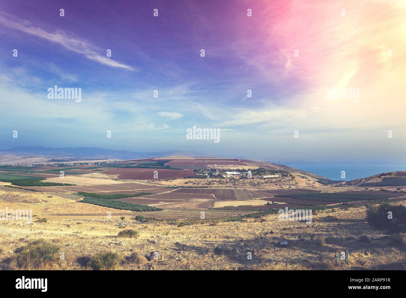 Vue depuis la colline sur la mer de ​​Galilee, Tiberias, Israël Banque D'Images