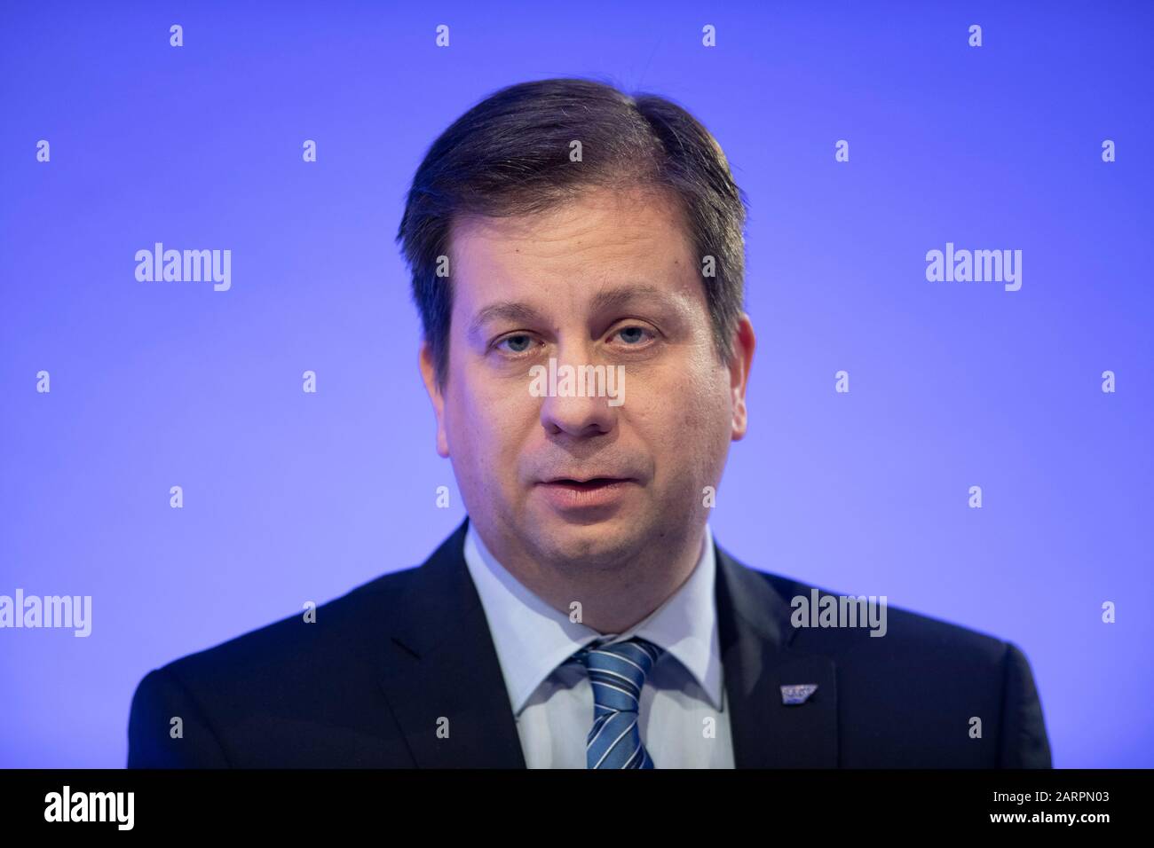 Walldorf, Allemagne. 28 janvier 2020. Luka MUCIC, membre de la direction, CFO, CFO, conférence de presse du bilan de SAP AG à Walldorf, 28 janvier 2020. | utilisation dans le monde crédit: DPA/Alay Live News Banque D'Images