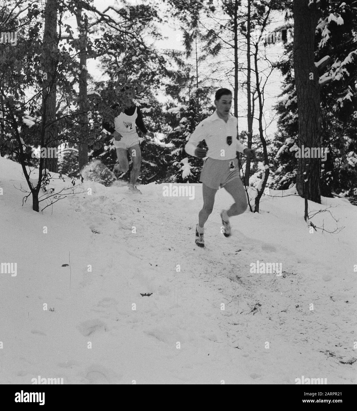 Maison ter Heide.Nederlands Championschapp Cross-Country 14 km Frans Künen de Breda est devenue première Date: 19 février 1956 lieu: Huis ter Heide mots clés: Athlétisme, cross-country runs Nom personnel: Künen, Frans Banque D'Images
