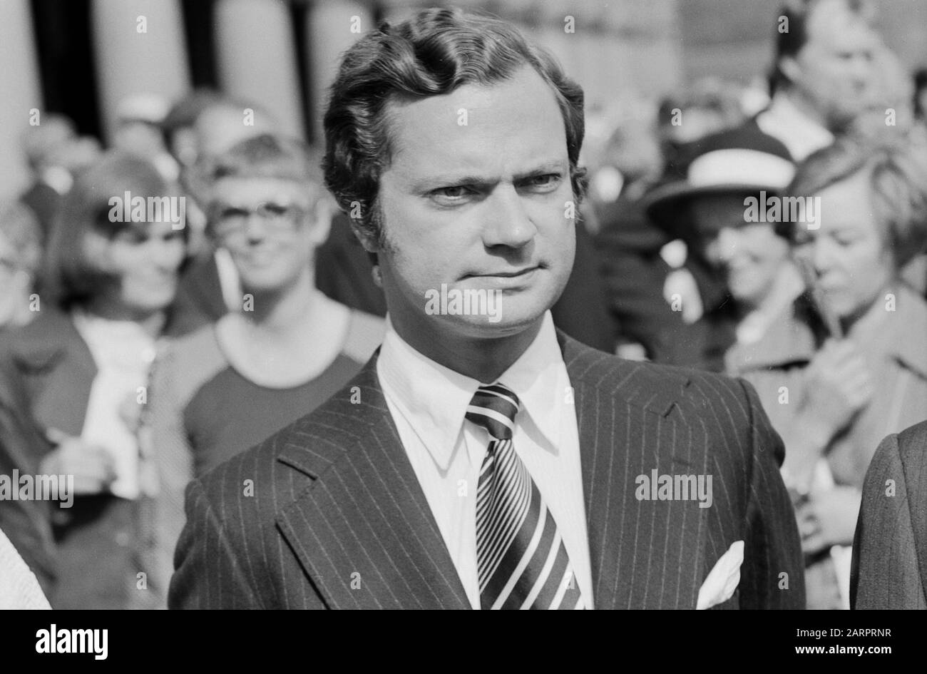 König Carl XVI Gustaf von Schweden während seiner Hochzeit à Stockholm am 19.6.1976. Le roi Carl XVI Gustaf de Suède lors de son mariage à Stockholm, le 19.6.1976. Banque D'Images