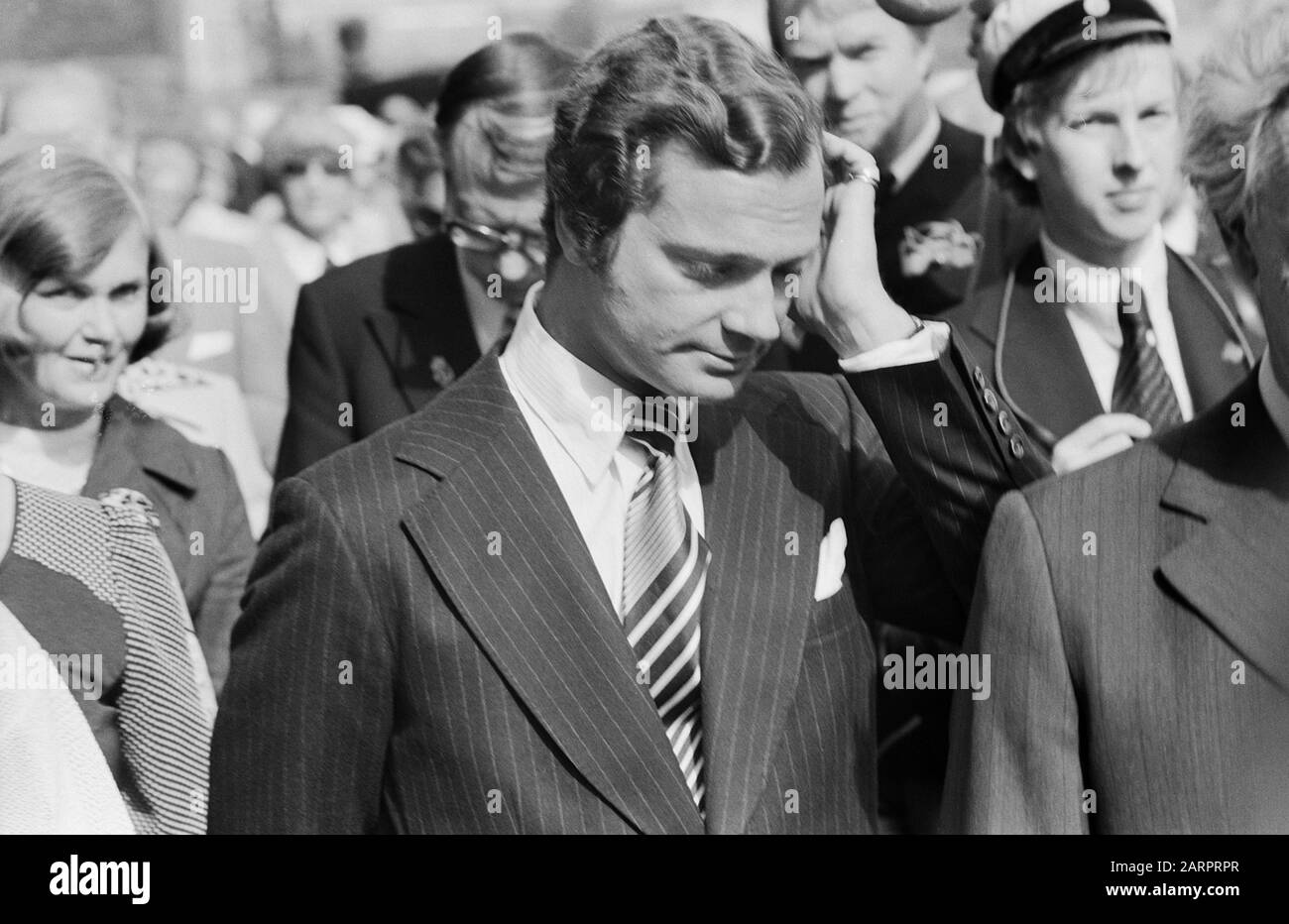 König Carl XVI Gustaf von Schweden während seiner Hochzeit à Stockholm am 19.6.1976. Le roi Carl XVI Gustaf de Suède lors de son mariage à Stockholm, le 19.6.1976. Banque D'Images